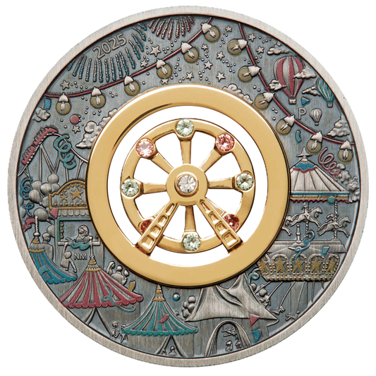 2025 Perth Mint Ferris Wheel 2oz Silver Antiqued Coloured Coin