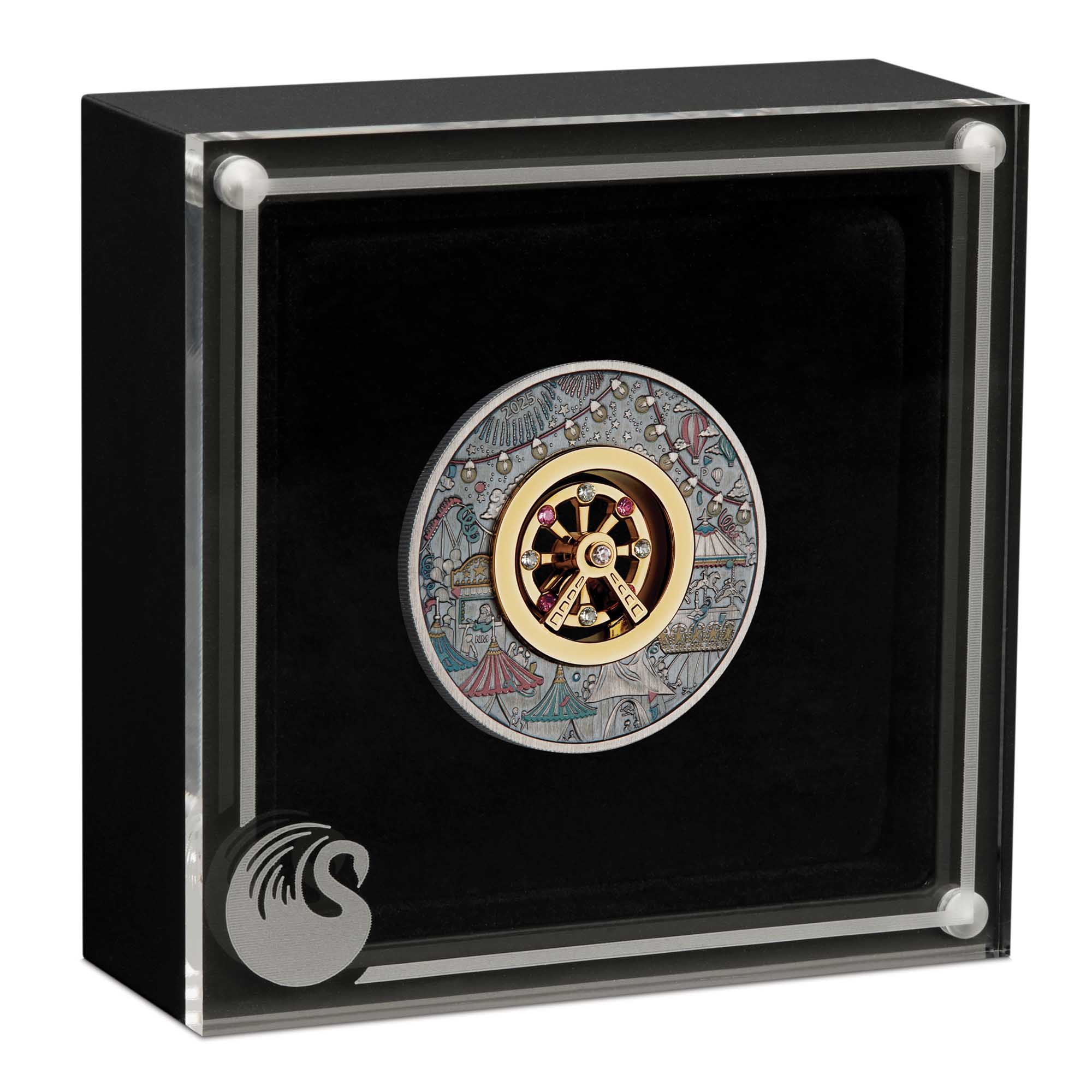 2025 Perth Mint Ferris Wheel 2oz Silver Antiqued Coloured Coin