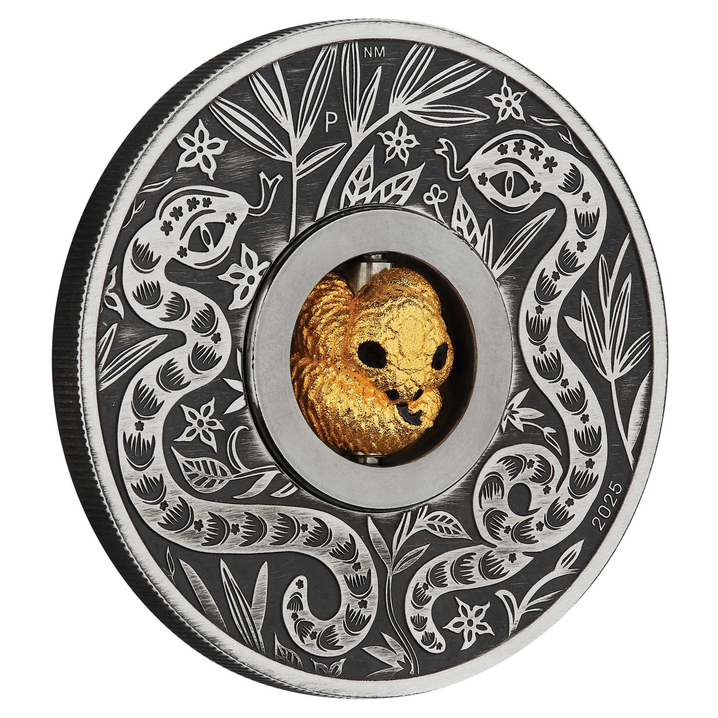 2025 Perth Mint Lunar Snake Rotating Charm 1oz Silver Antiqued Coin
