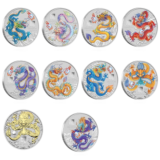 2024 Perth Mint Lunar Dragon 1oz Silver 10 Coin Collection