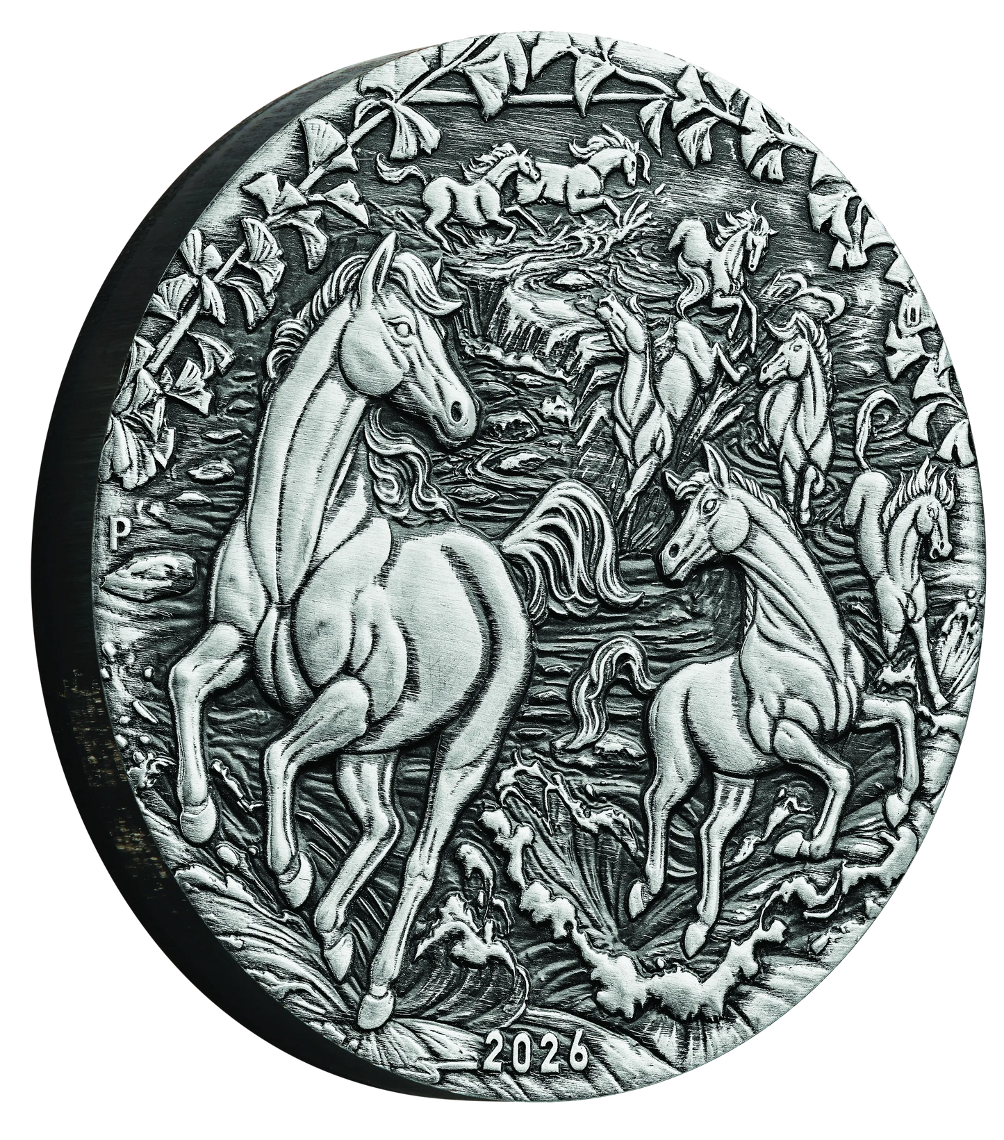 2026 Perth Mint Lunar Horse 2oz Antiqued Silver Coin. Pre-order