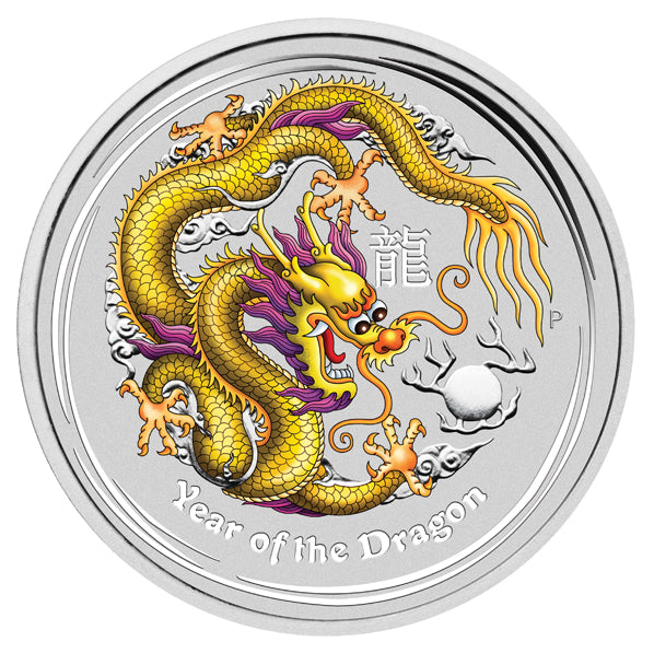 2012 Perth Mint Dragon 1oz Silver Coloured ANDA Melbourne Coin