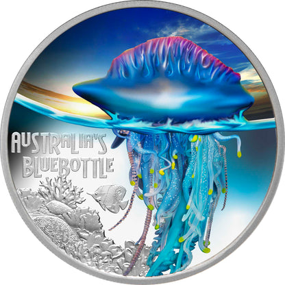 2024 Tuvalu Deadly & Dangerous Australia’s Bluebottle 1oz Silver Proof Coloured Coin