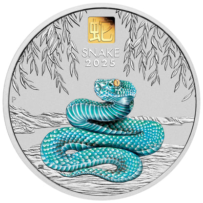 2025 Perth Mint Lunar Snake 1 Kilo Silver Coloured Proof Coin