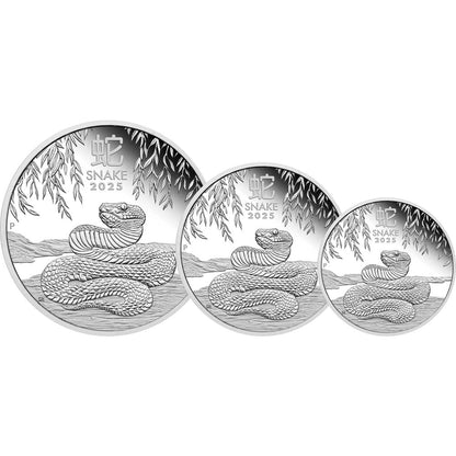2025 Perth Mint Lunar Snake Silver Proof Three-Coin Set