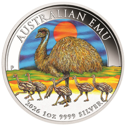 2026 Perth Mint Australian Emu 1oz Coloured Silver Coin Pre Order