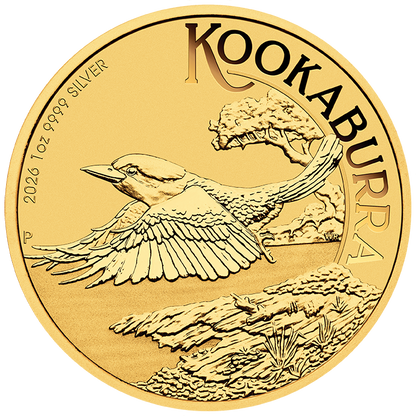 2026 Perth Mint Australian Kookaburra 1oz Silver Gold-Plated Coin