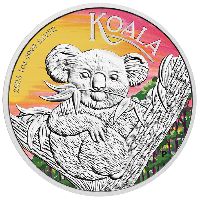 2026 Perth Mint Koala 1oz Silver Coloured Coin In Card