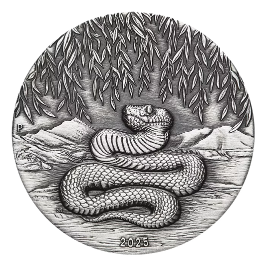 Australian Lunar Series III 2025 Year of the Snake 2oz Silver Antiqued Coin