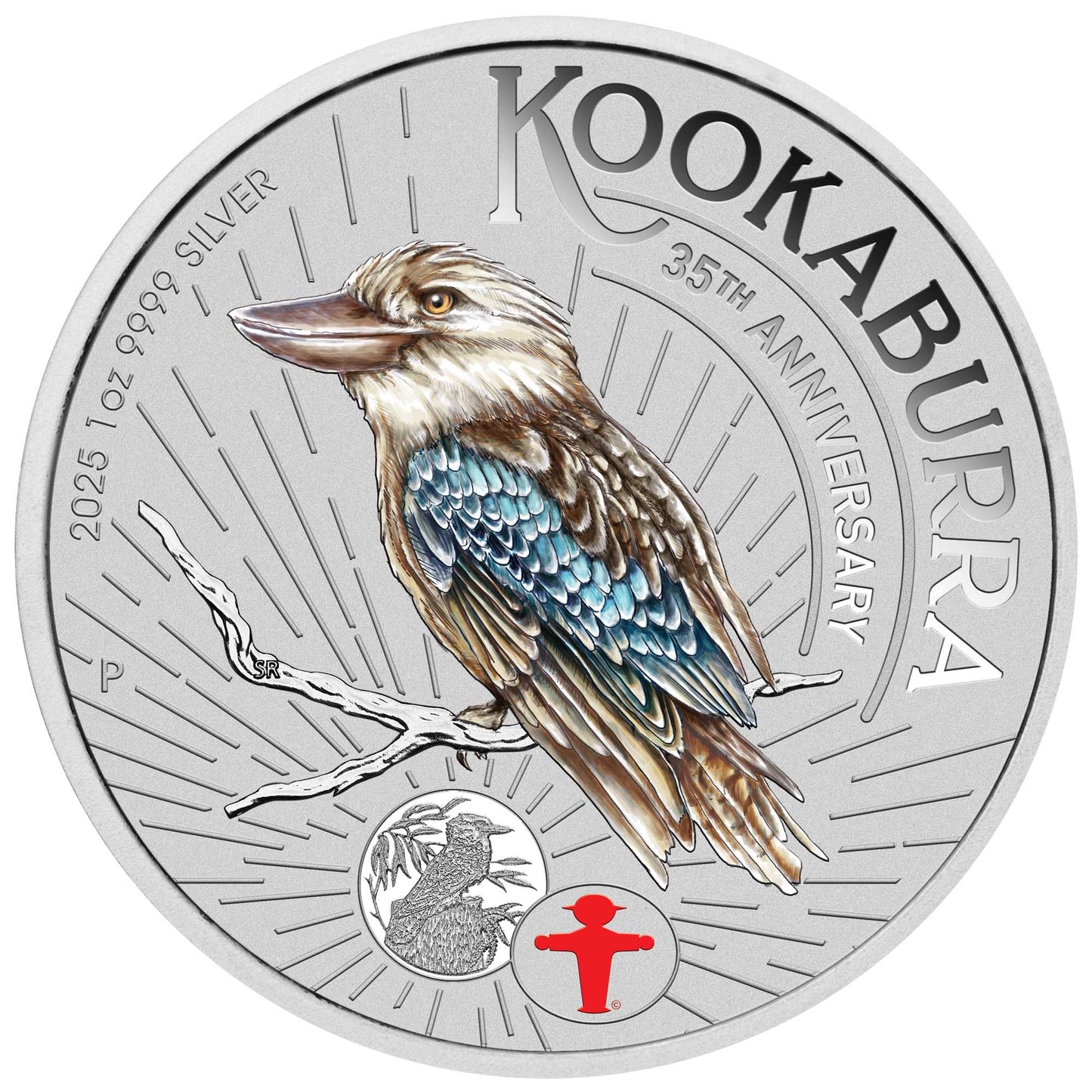 2025 Perth Mint Kookaburra 1oz Silver Coloured Coin in Card