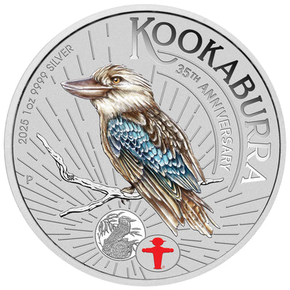 2025 Perth Mint Kookaburra 1oz Silver Coloured Coin in Card