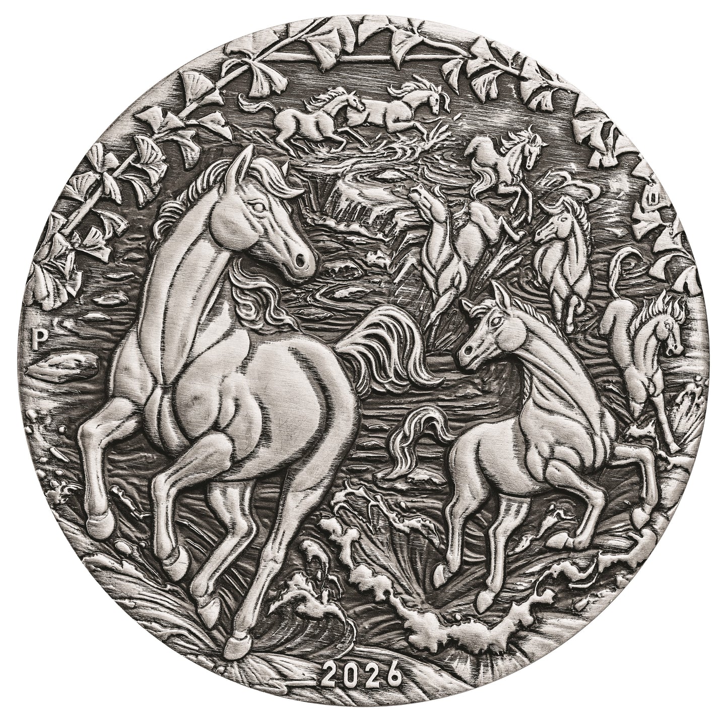 2026 Perth Mint Lunar Horse 2oz Antiqued Silver Coin. Pre-order