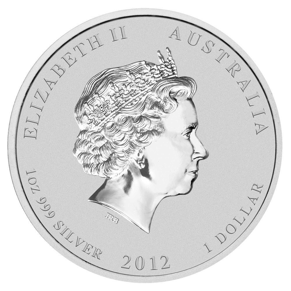 2012 PerthMint Melbourne Lunar SeriesII Dragon 1oz Silver Yellow Colou