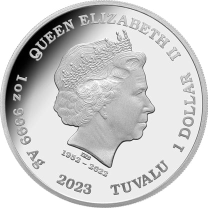 2023 Deadly & Dangerous Tiger Shark 1oz silver proof coloured coin