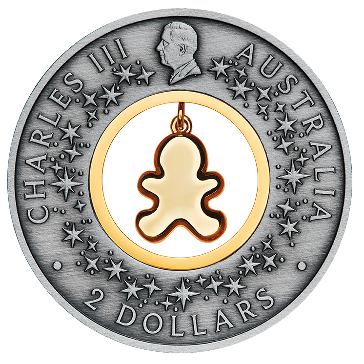 2026 Perth Mint Gingerbread Christmas 2oz Silver Antiqued Coin