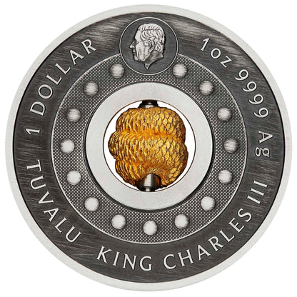 2025 Perth Mint Lunar Snake Rotating Charm 1oz Silver Antiqued Coin