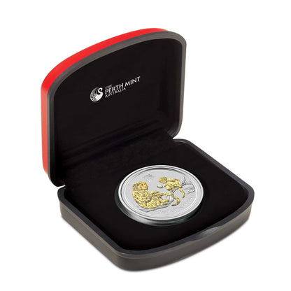 2016  Perth mint Year of the Monkey 1oz Silver Gilded Coin