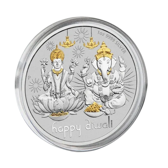 2021 Perth Mint Happy Diwali 1oz Silver Gilded Medallion