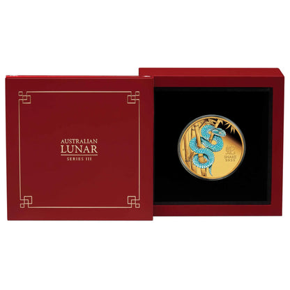 2025 Perth Mint Lunar Snake 1oz Gold Proof Coloured Coin - 188 mintage only