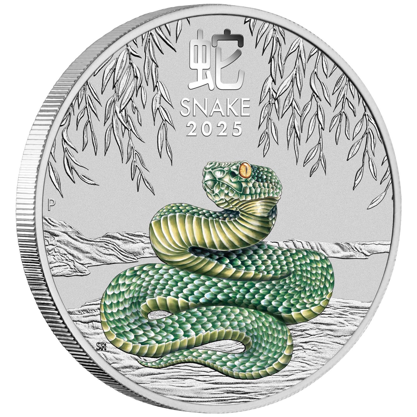 2025 Perth Mint Lunar Snake 1oz Silver Green Coloured Coin in Card