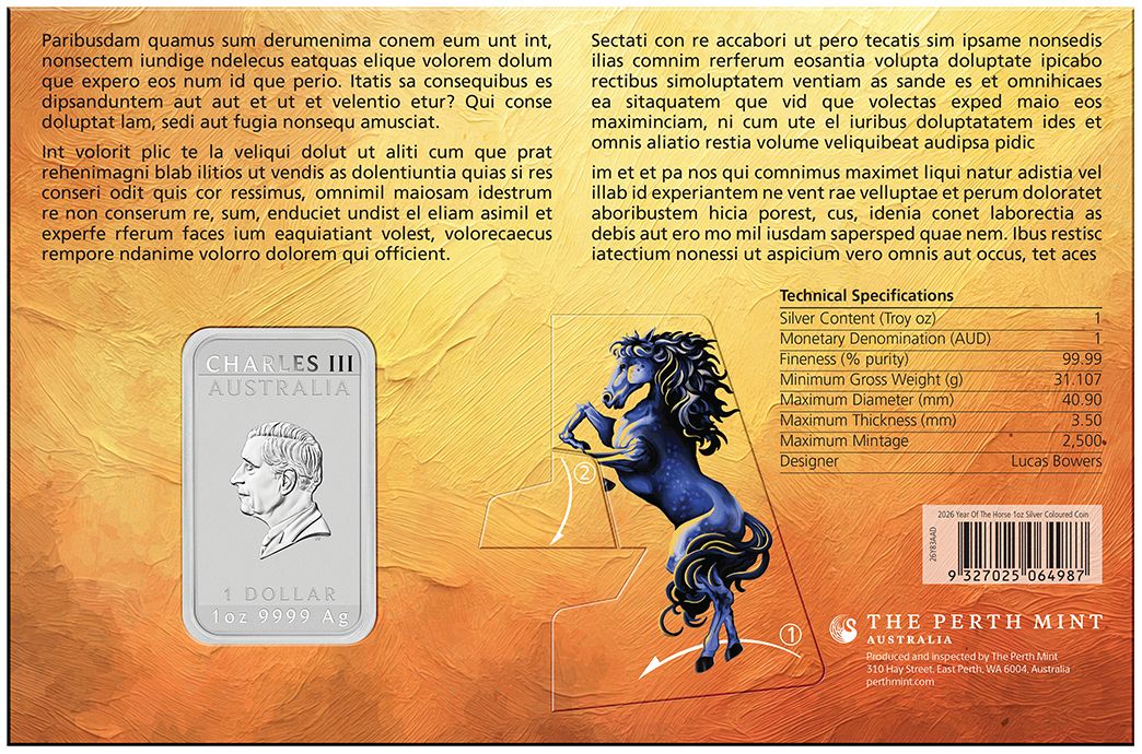 2026 Perth Mint Lunar Horse 1oz Silver Coloured Bar