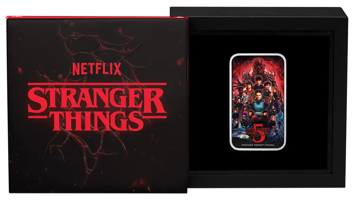 2026 Perth Mint Stranger Things Season 5 1oz Silver Coloured  Rectangular Bar