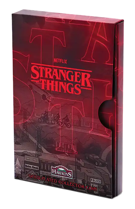 2026 Perth Mint Stranger Things Hawkins Gold Plated Coin in Card
