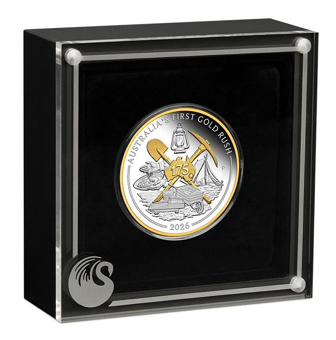 2026 Perth Mint Gold Rush 1oz Silver Gilded Proof Coin