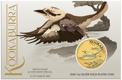 2026 Perth Mint Australian Kookaburra 1oz Silver Gold-Plated Coin