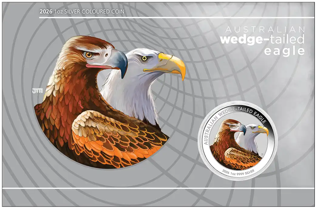 2026 Perth Mint Wedge-Tailed Eagle 1oz Silver Coloured Coin