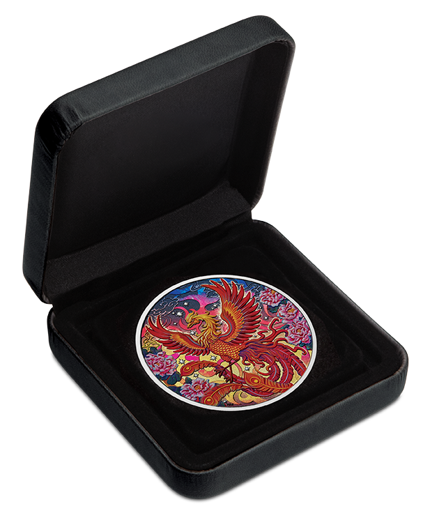 2026 Perth Mint Imperial Vermilion Phoenix 3oz Silver Coloured Coin