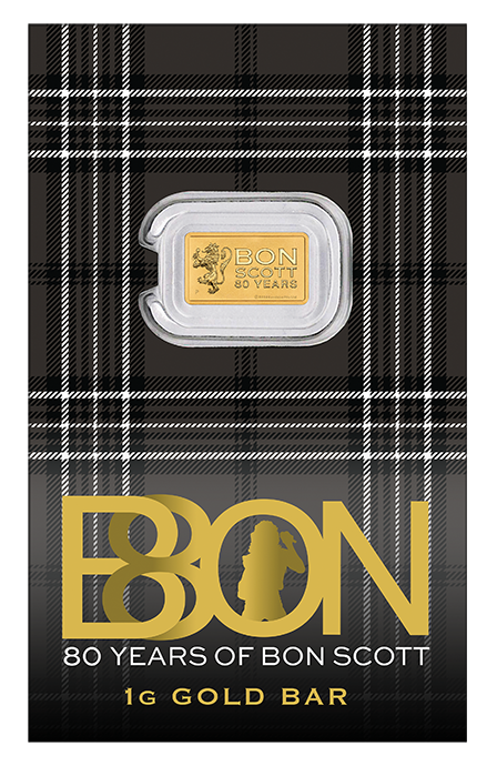 2026 Perth Mint Bon Scott 1g Gold Minted Bar