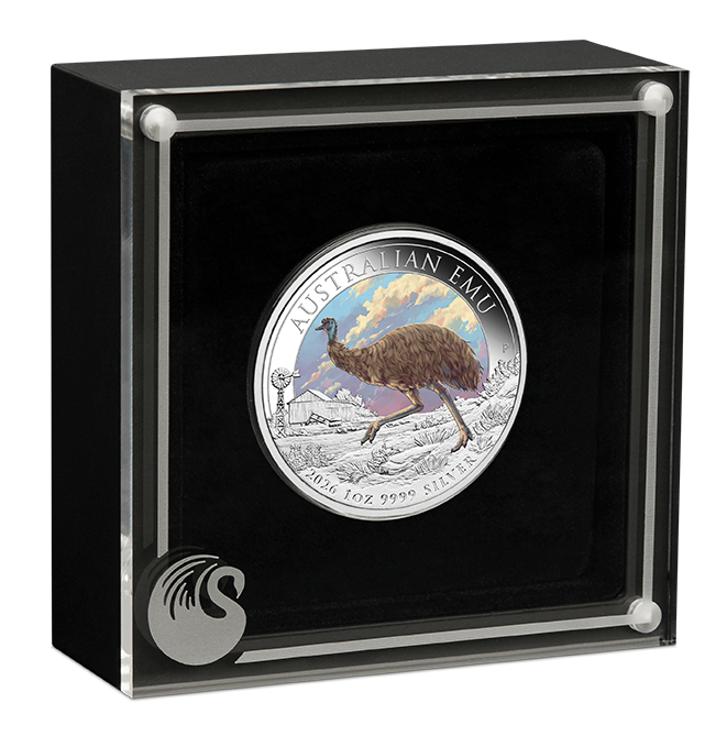 2026 Perth Mint Emu 1oz Silver Coloured Coin