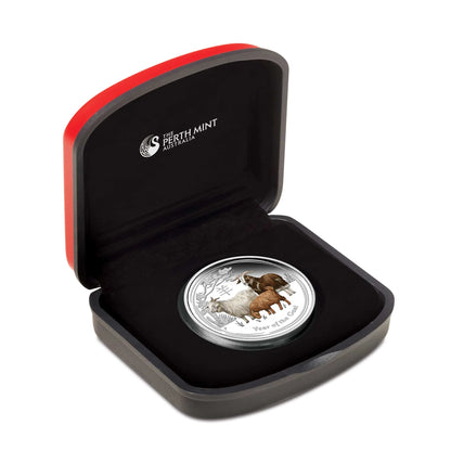 2015 Perth Mint Goat 1oz Silver Proof Coloured Coin