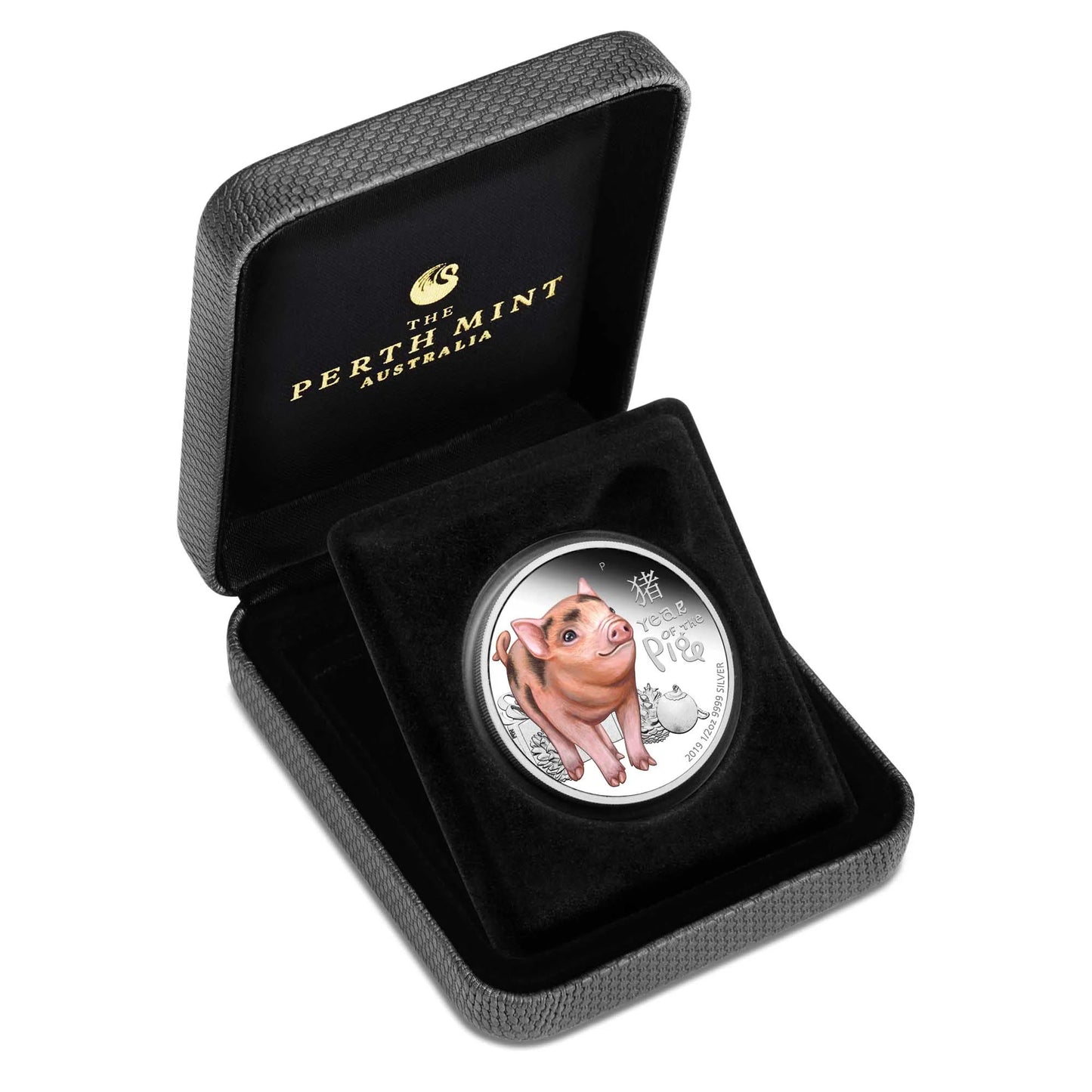 2019 PerthMint Lunar Baby Pig 1/2 0z Siver Coloured Proof Coin