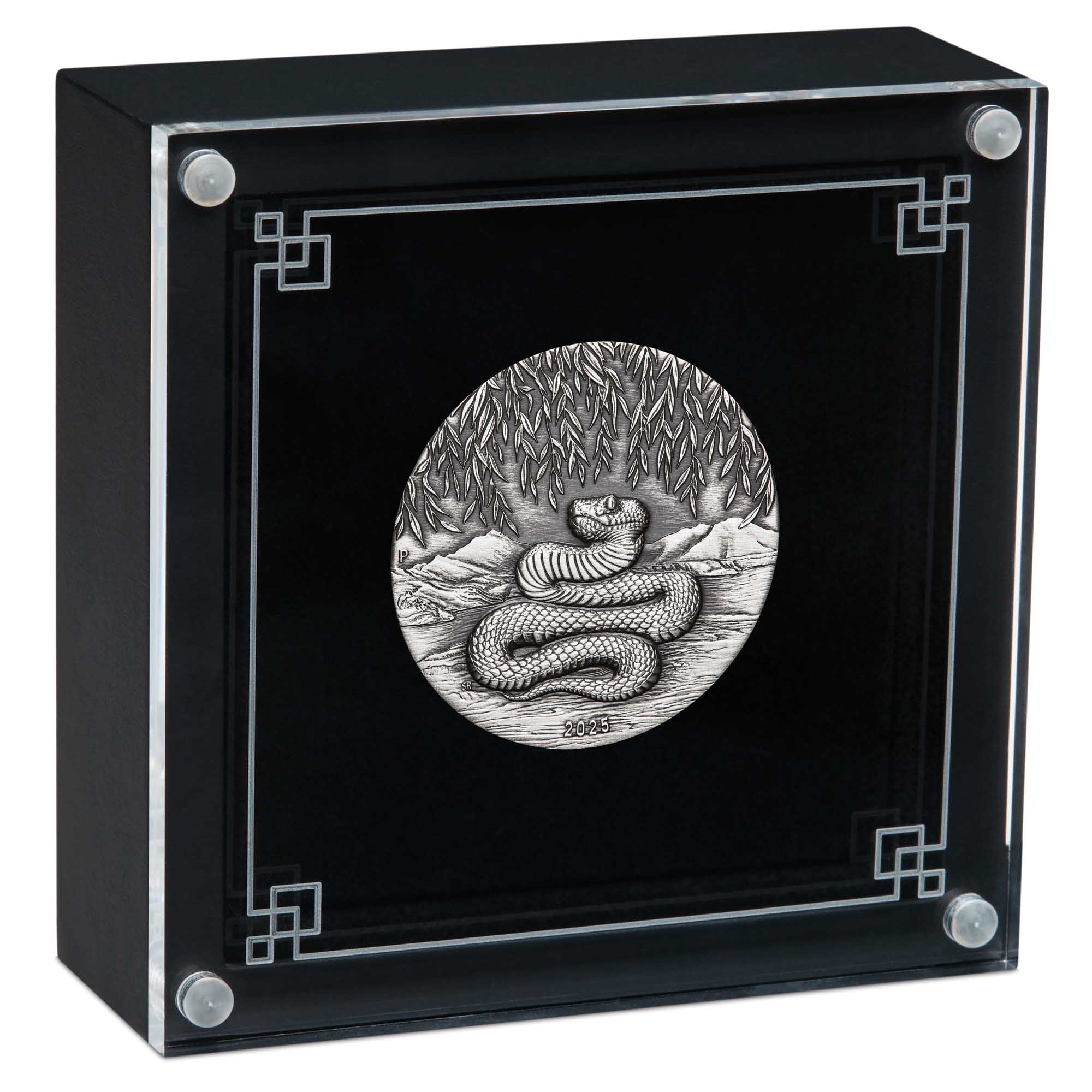 2025 Perth Mint Lunar Snake 2oz Silver Antiqued Coin