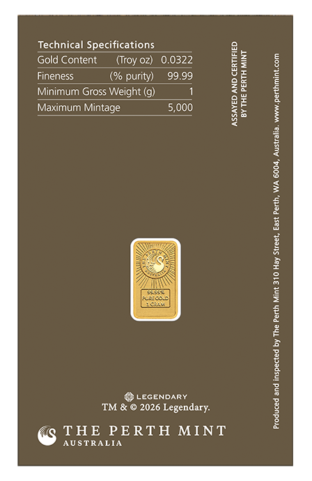 2026 Perth Mint Dune Sandworm 1g Gold Minted Bar