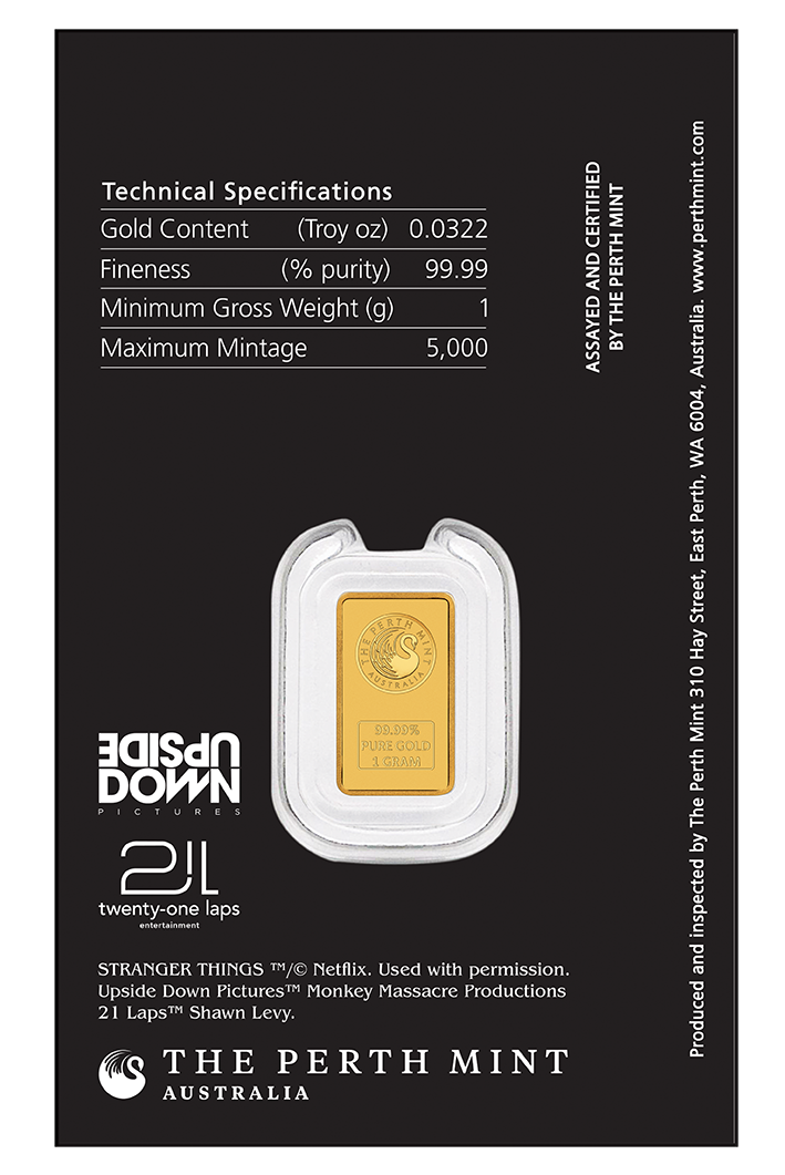 2026 Perth Mint Stranger Things 1g Gold Minted Bar