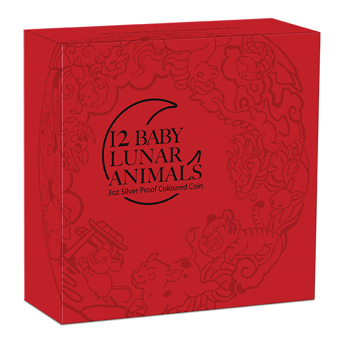 2026 Perth Mint Twelve Baby Lunar Animals 3oz Silver Coloured Proof Coin