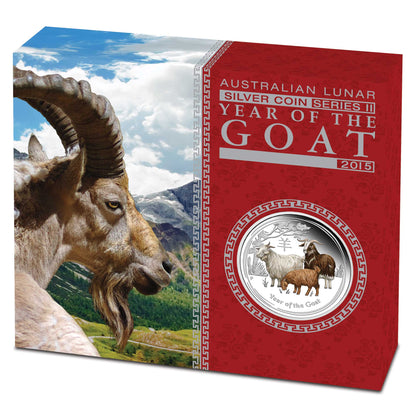 2015 Perth Mint Goat 1oz Silver Proof Coloured Coin