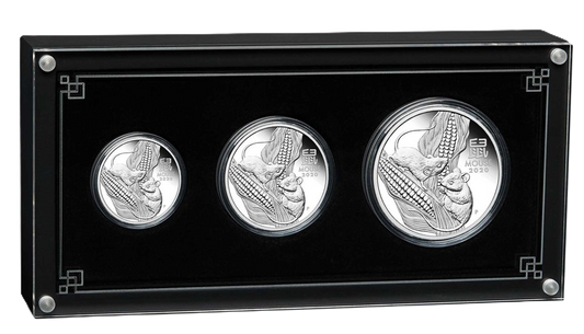 2020 Perth Mint Lunar Mouse Silver Proof Three-Coin Set