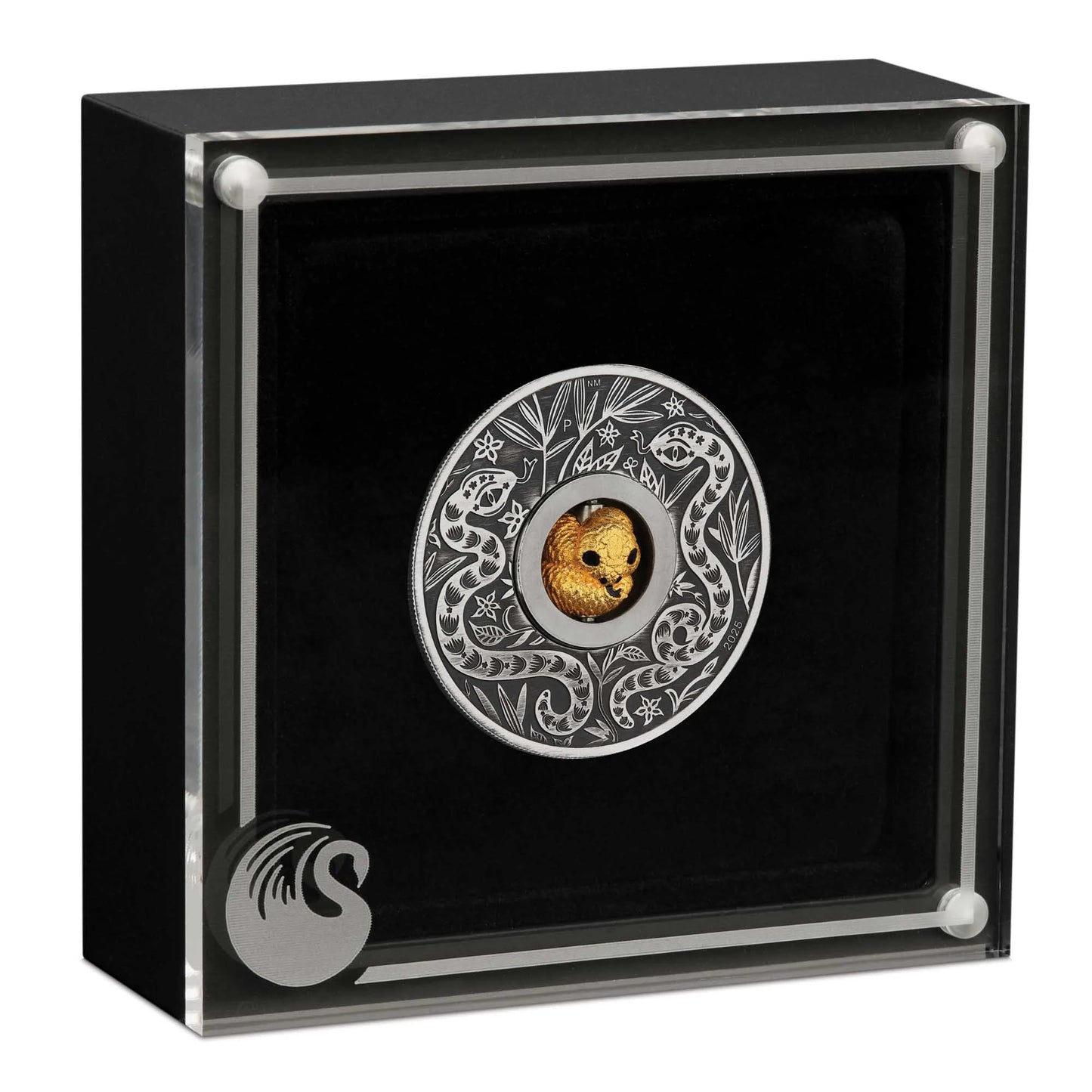 2025 Perth Mint Lunar Snake Rotating Charm 1oz Silver Antiqued Coin