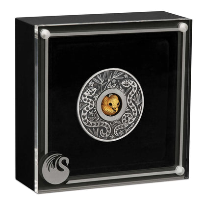 2025 Perth Mint Lunar Snake Rotating Charm 1oz Silver Antiqued Coin