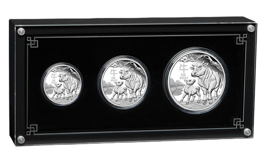 2021 Perth Mint Lunar Ox Silver Proof Three-Coin Set