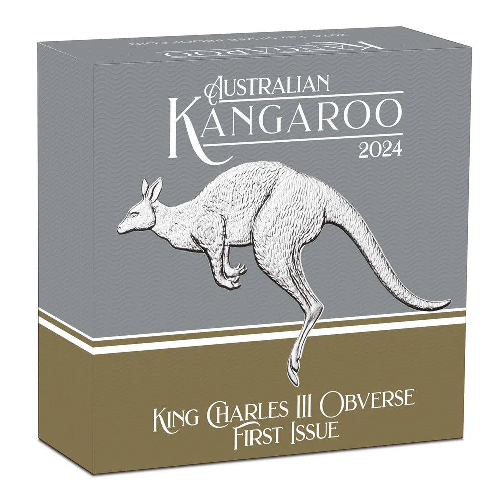 2024 PerthMint Kangaroo King Charles III Obverse First Issue 1oz Silver Proof Coin