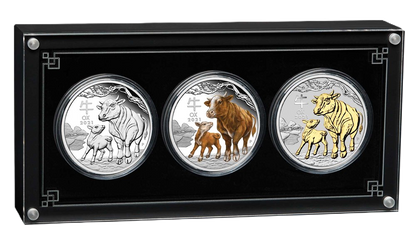 2021 Perth Mint Lunar Ox 1oz Silver Trio Set