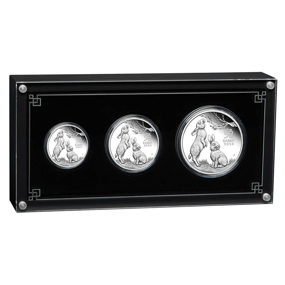2023 Perth Mint Lunar Rabbit Silver Proof Three-Coin Set