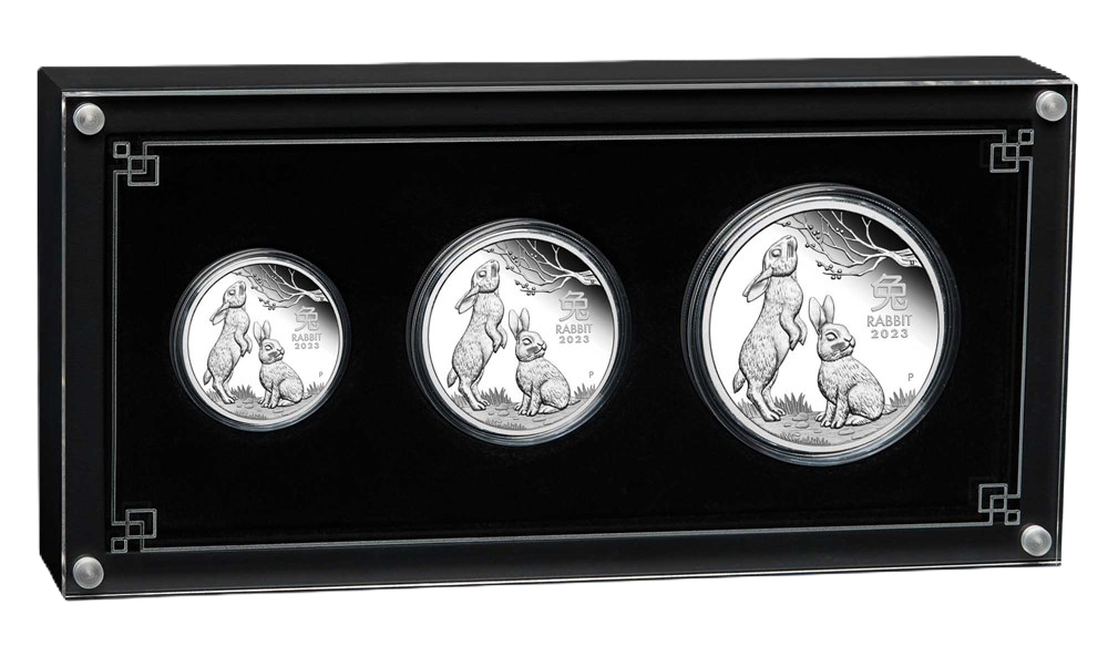2023 Perth Mint Lunar Rabbit Silver Proof Three-Coin Set