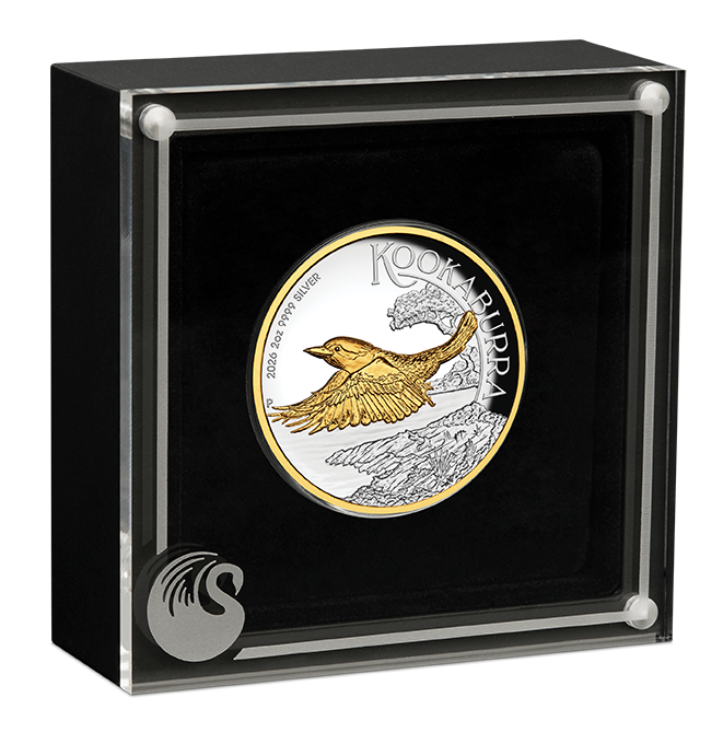 2026 Perth Mint Kookaburra 2oz Silver Proof Gilded Coin