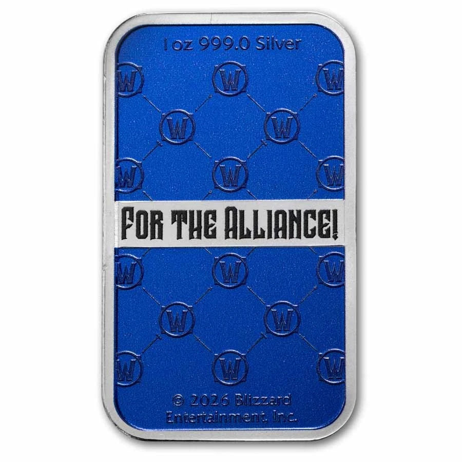 2026 PAMP World of Warcraft Alliance 1oz Silver Proof Coloured Bar